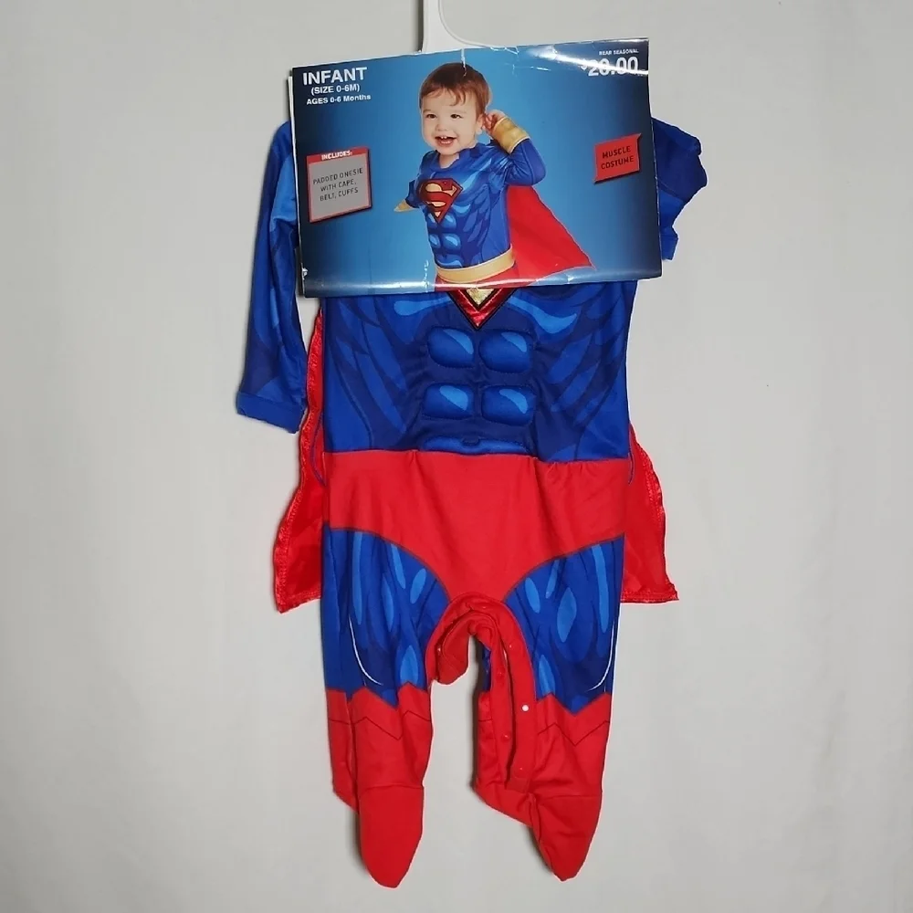 Infant Hero Costume with Cape - Blue, Red, and Gold